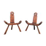 Paire de tabourets de traite brutalistes