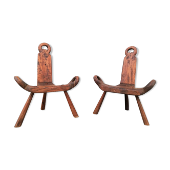 Paire de tabourets de traite brutalistes