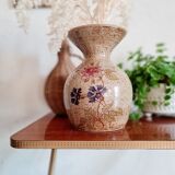 Old sandstone vase painted flowers