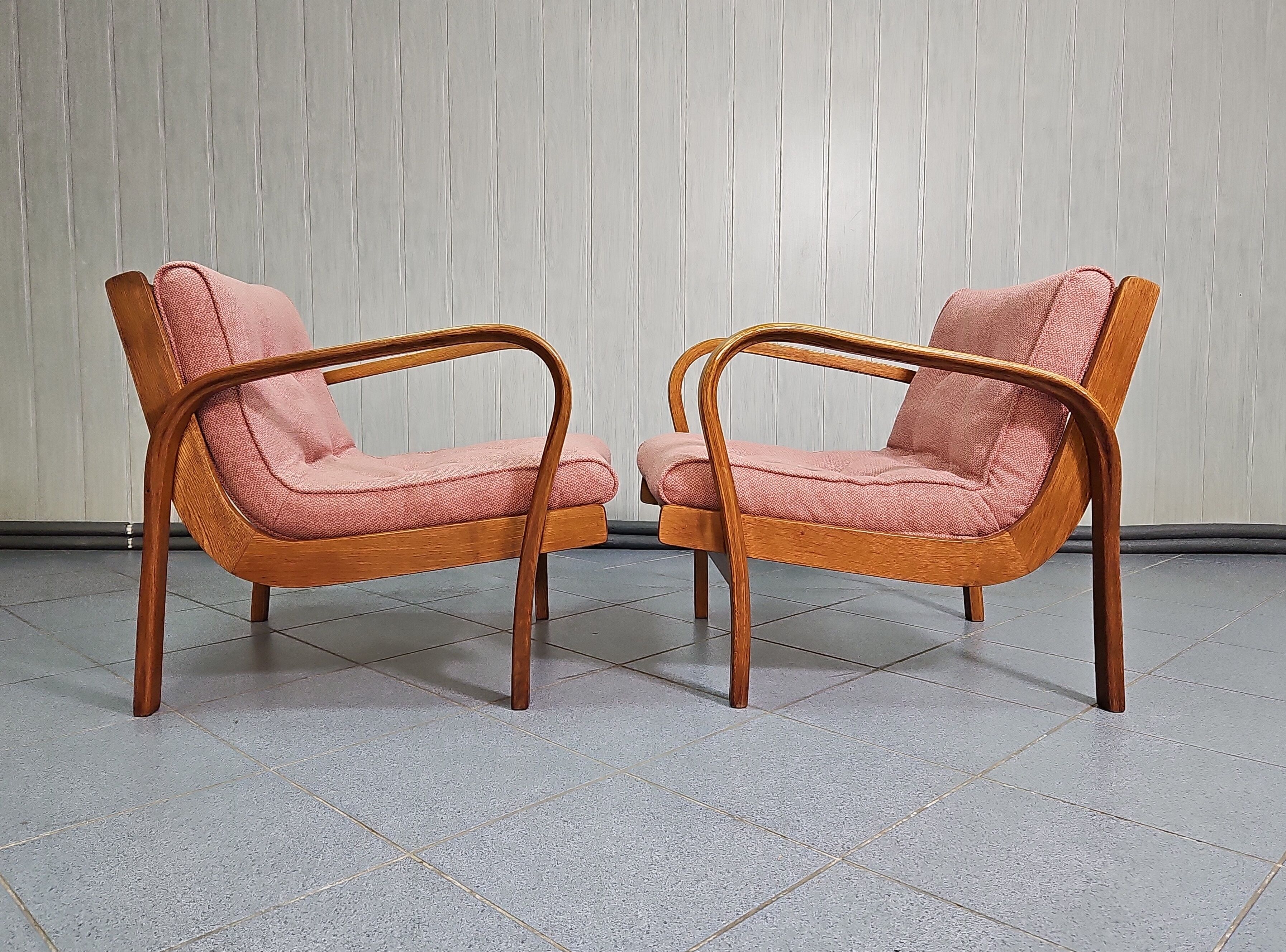 Pair of vintage armchairs by Kropacek and Kozelka, 1944