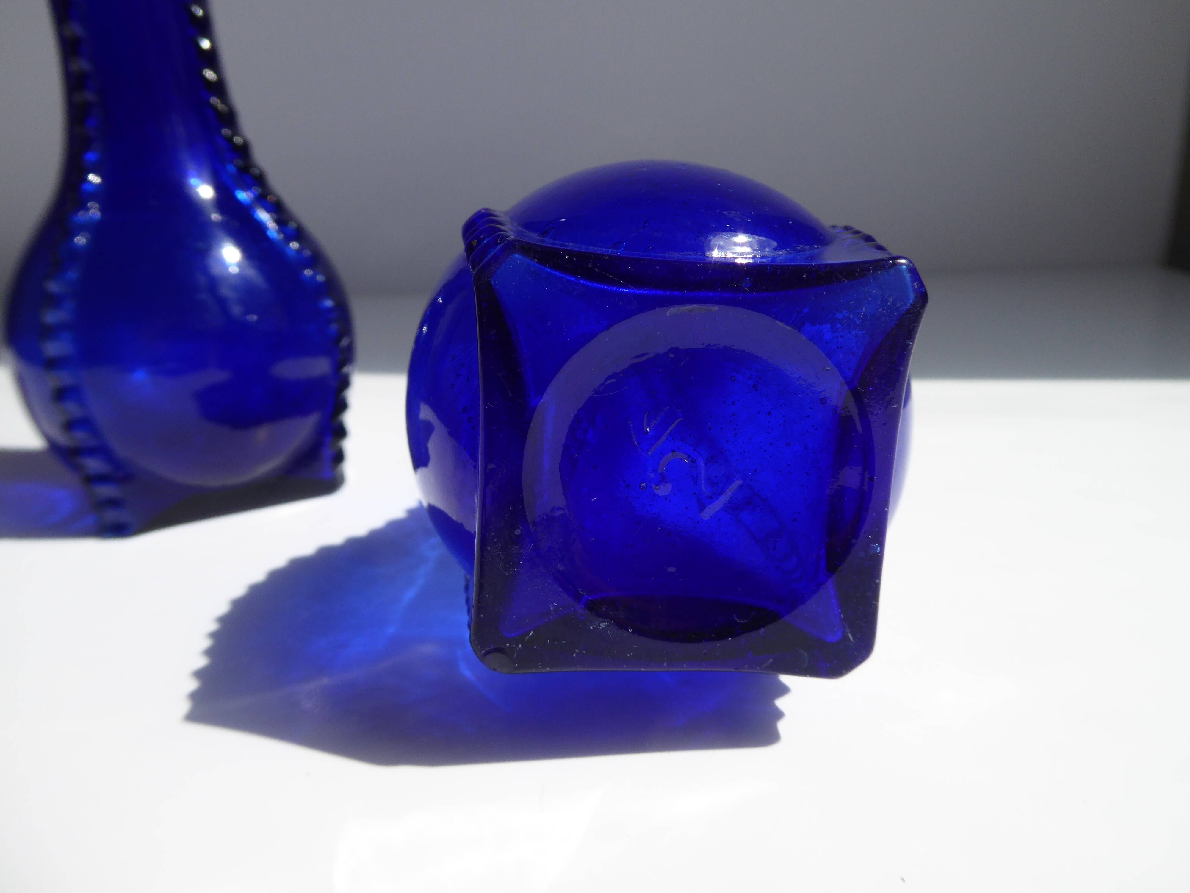 Pair of blue soliflore vases
