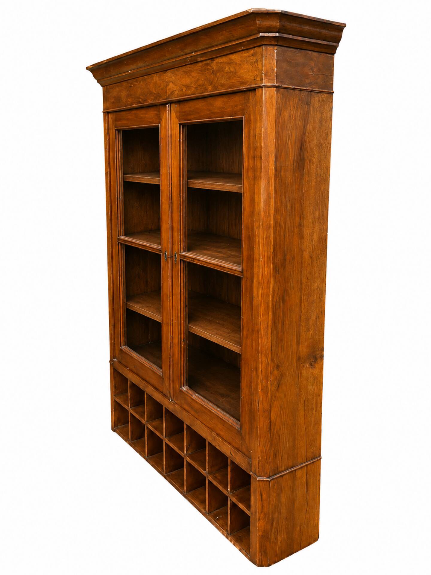 Large library desk with display cabinet and secretary with drawers, 19th century French.