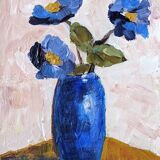 Acrylic on canvas small still life painting bohemian countryside decoration