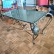 Vintage rectangular coffee table in turned wrought iron, golden patina