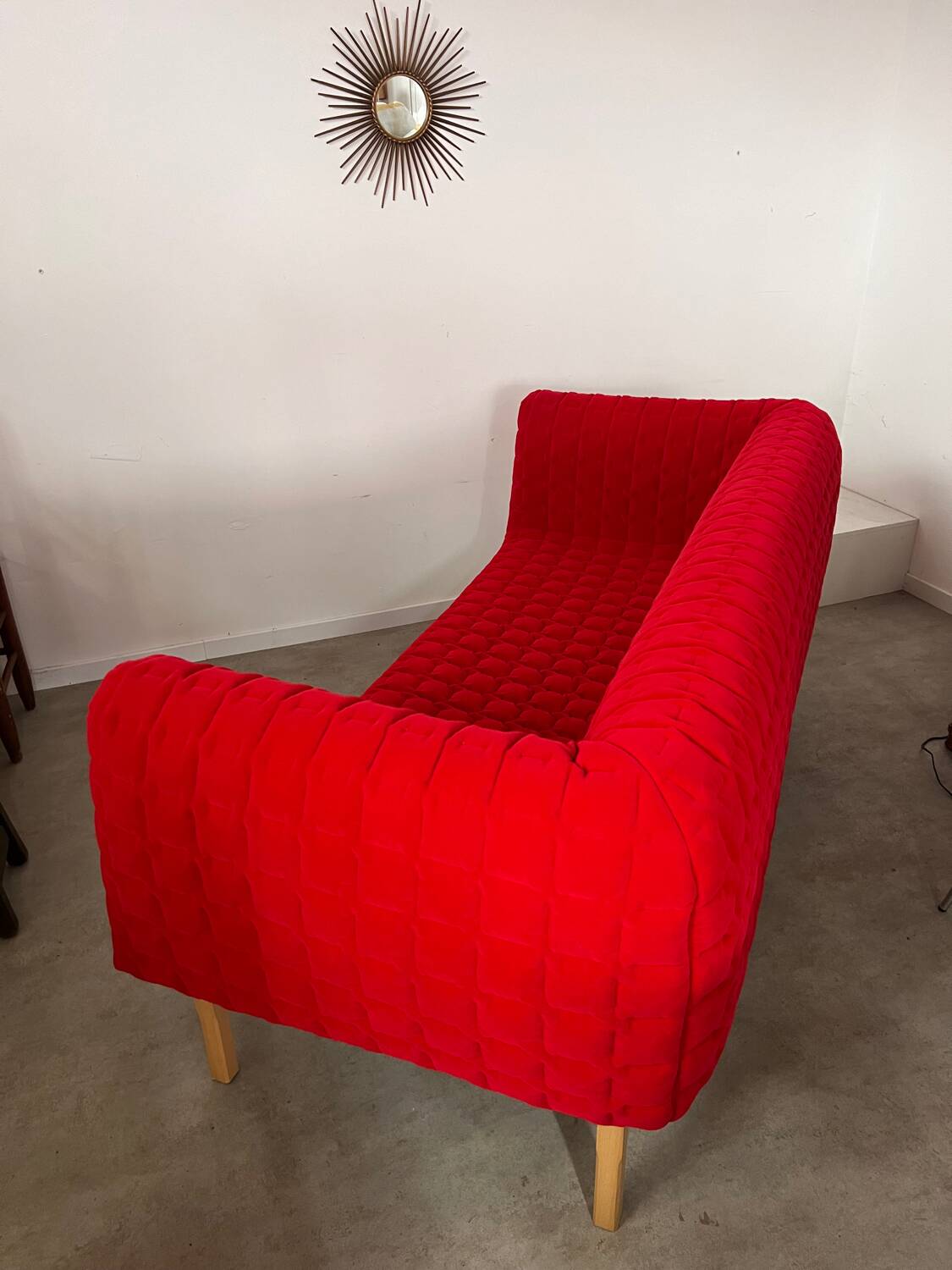 3-seater sofa Ligne Roset Ruché design Inga Sempé red alcantara