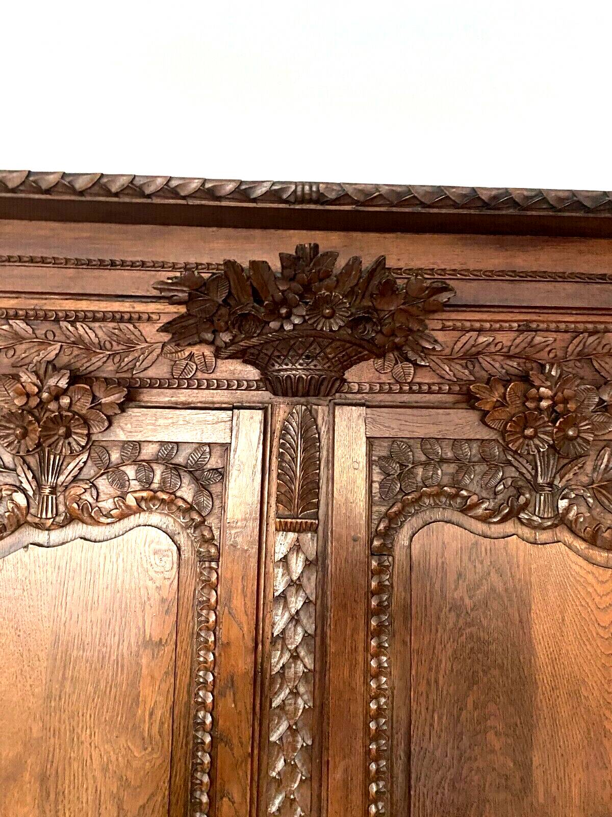 18th century carved oak bridal wardrobe