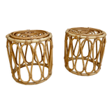 Pair of rattan stools, 1960s