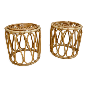 Pair of rattan stools, 1960s