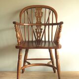 Mid century solid oak lyre-back Windsor chair, 1960s-70s