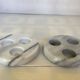 Pair of white and grey marble candlesticks