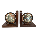Pair of world map bookends