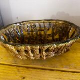 Vintage woven ceramic basket / empty pocket 19 / 25 cm