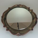 70's Mirror Wall Mirror Ceramic Pan Illuminated Space Age Design