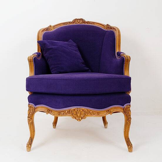 French bergere armchair - New mauve velvet upholstery