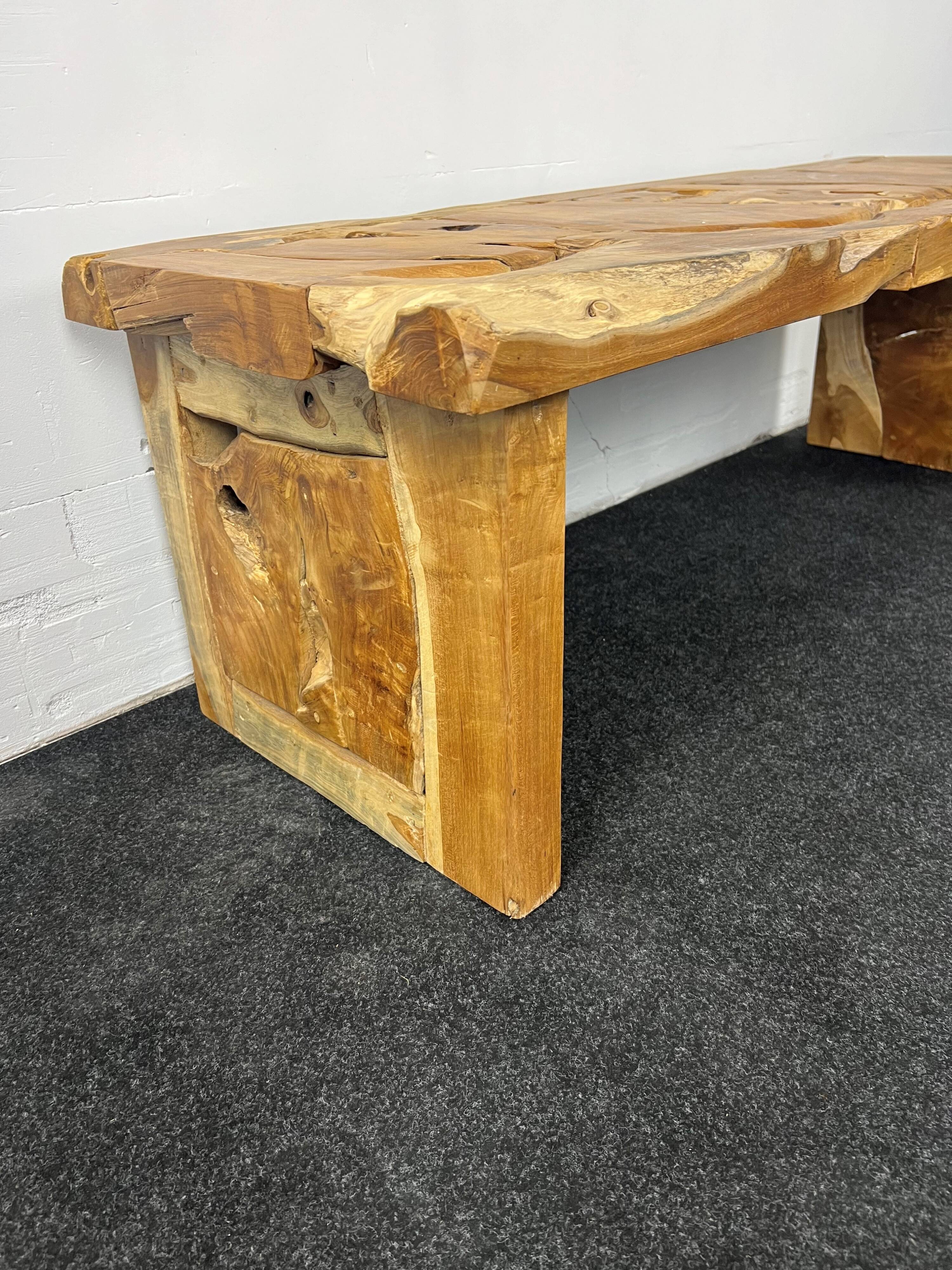 Raw wood bench