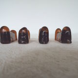 Set of 4 Biot knife holders in amber glass