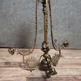 Large Napoleon III period chandelier in bronze and gilt brass