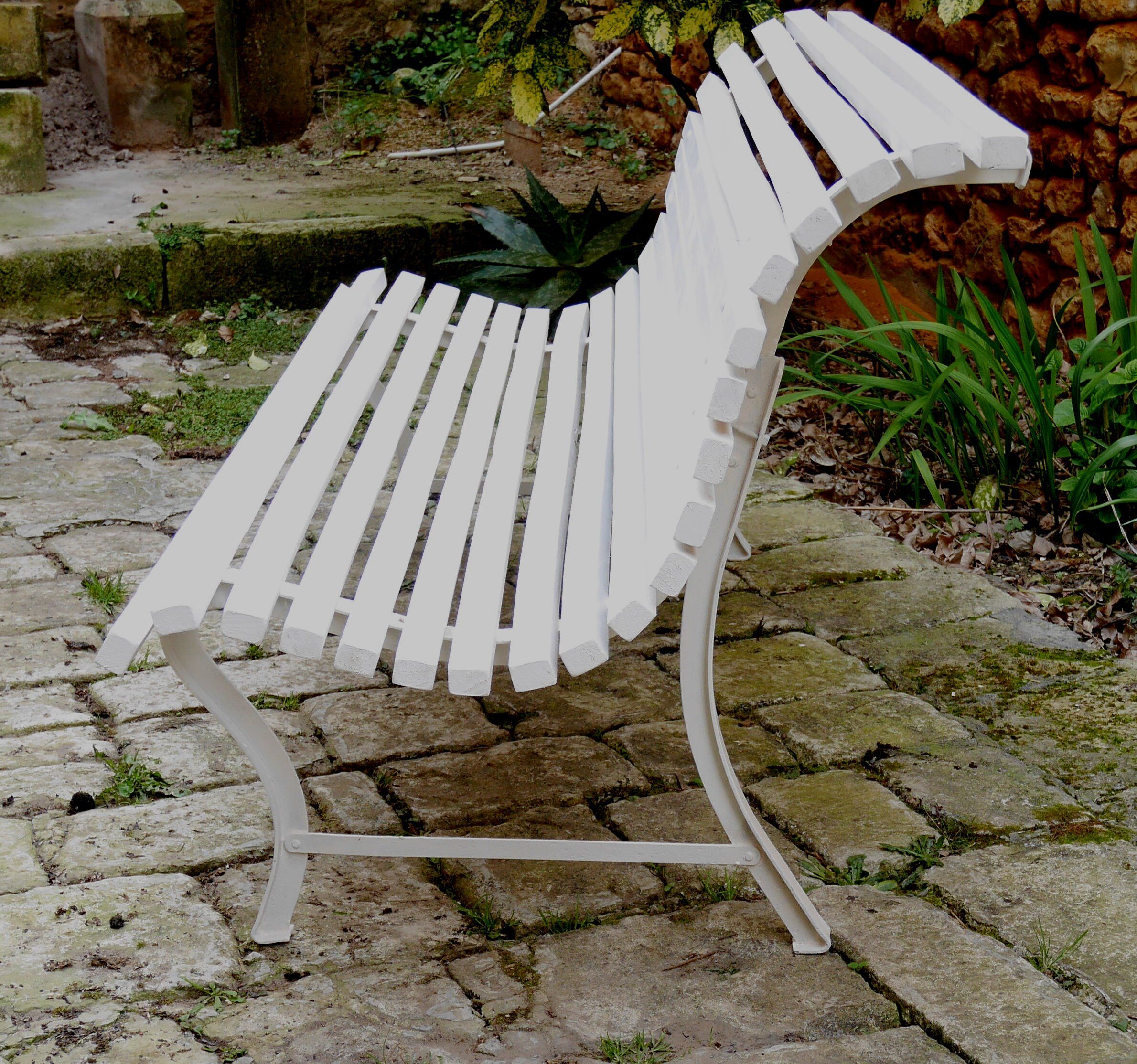 old wood and iron garden bench