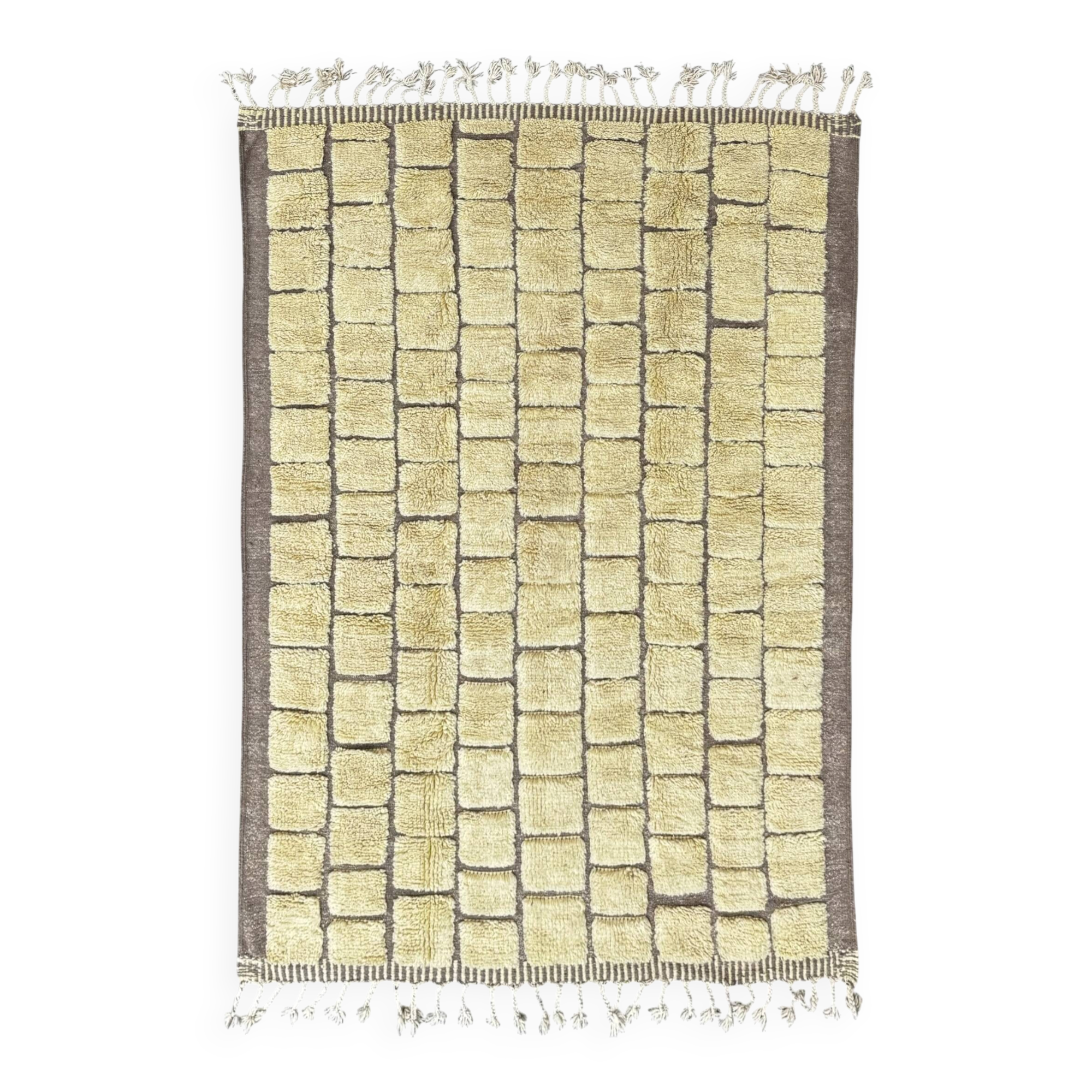 Custom Moroccan Mrirt rug in wool – Golden yellow geometric pattern