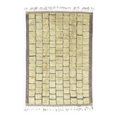 Tapis marocain Mrirt sur mesure en laine – Motif géométrique jaune doré