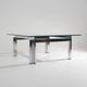 Table basse carrée en verre et acier, années 1970