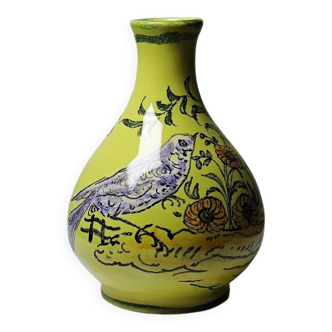 Small ceramic vase signed Henri Siffre Montpellier, bird decoration, 1950s-60s.