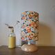 vintage light wood lamp, flower power lampshade