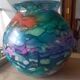 Large lacquered glass ball vase signed Jean-Noël Bouillet