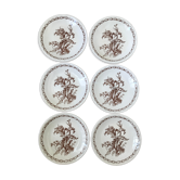 Series of 6 flat plates old model "Thistles" Gien