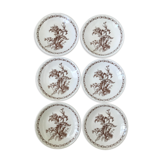 Series of 6 flat plates old model "Thistles" Gien