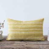Hand-woven “Eugène” cushion in linen and wool