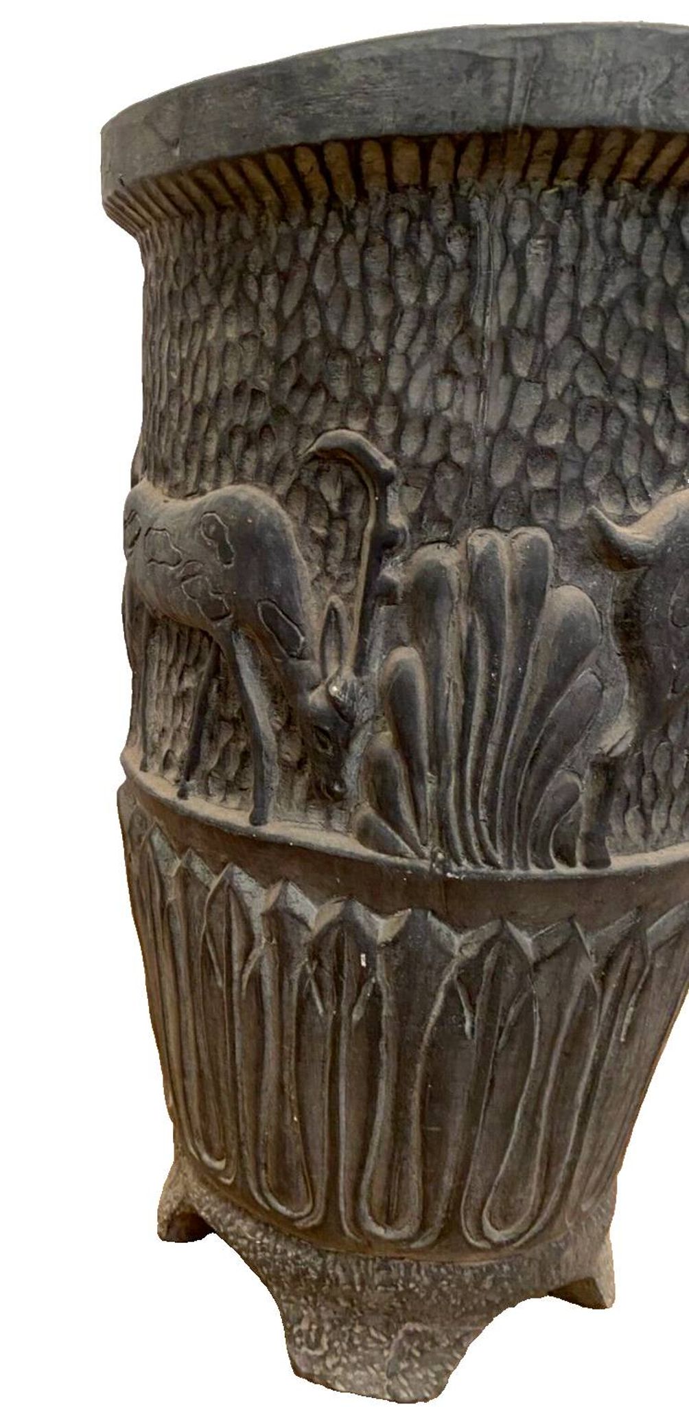 Polychrome terracotta vase decorated with antelopes, 20th century