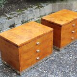 Rare pair of bedside tables in elm burl - 1970