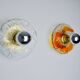 Pair of round wall lights by Murano Mazzega in frosted glass, Italy, 1970