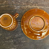 Set of 6 cups and saucers digoin colorado model vintage beige ceramic