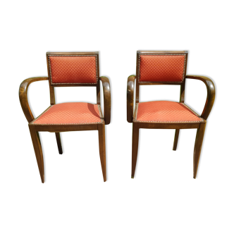 Set of 2 bridge art deco armchairs