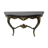 Console Napoleon III in blackened wood and golden flowers