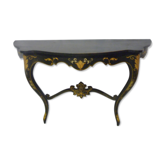Console Napoleon III in blackened wood and golden flowers