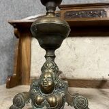 Pair of Louis XIV period andirons in gilded bronze circa 1700