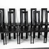 Postmodern Set of ten leather dining chairs by Antonello Mosca for Ycami. I