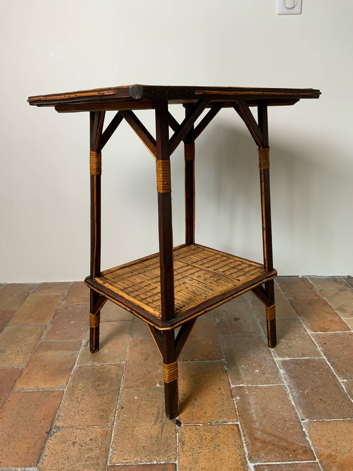 Wood and rattan table