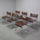 Set of 6 modernist chrome and leather dining chairs, 1970's