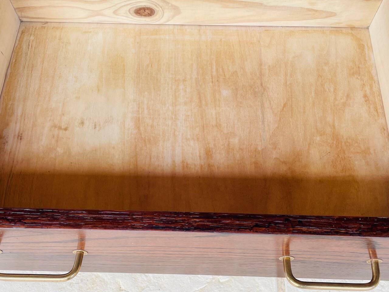 Large vintage chest of drawers with four drawers and one door in oak, circa 1960s