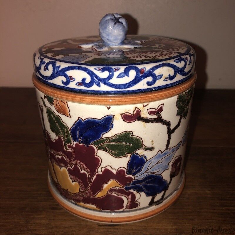 Old box, snuffbox Gien, Peony decoration