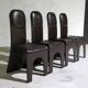 Série de 4 chaises en cuir brun, 1970