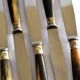 Set of 12 vintage table knives with horn handles and stainless steel blades RENEKA 24.5 cm