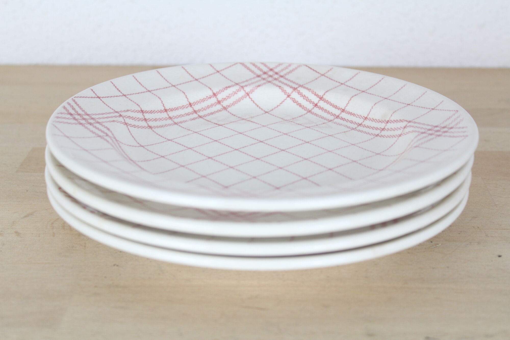 Set of 4 plates dessert Gien towel pattern, ceramics