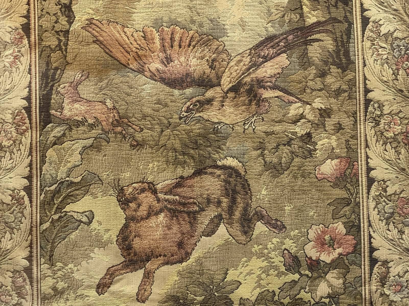 Pair of 20th century wall tapestries with animal decor