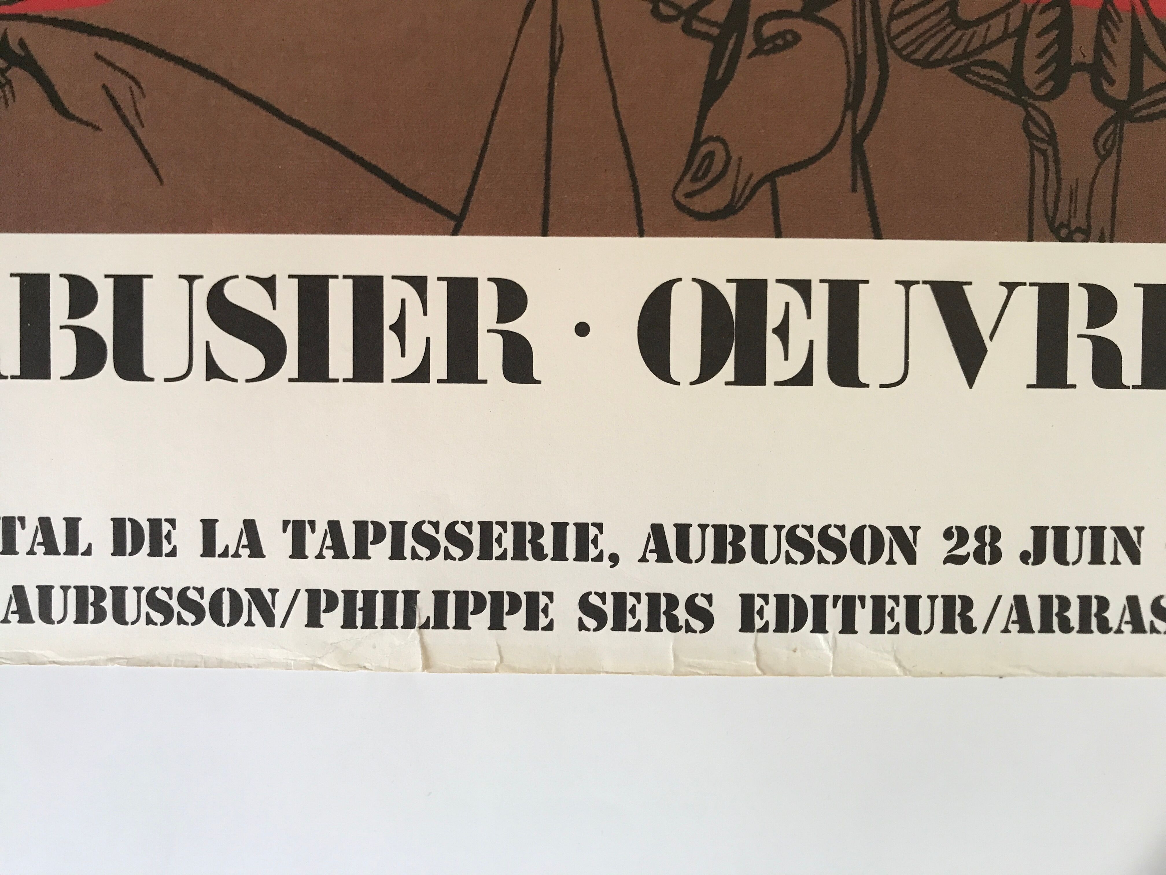 Le corbusier, presence (homme et taureau), 1987. original exhibition poster