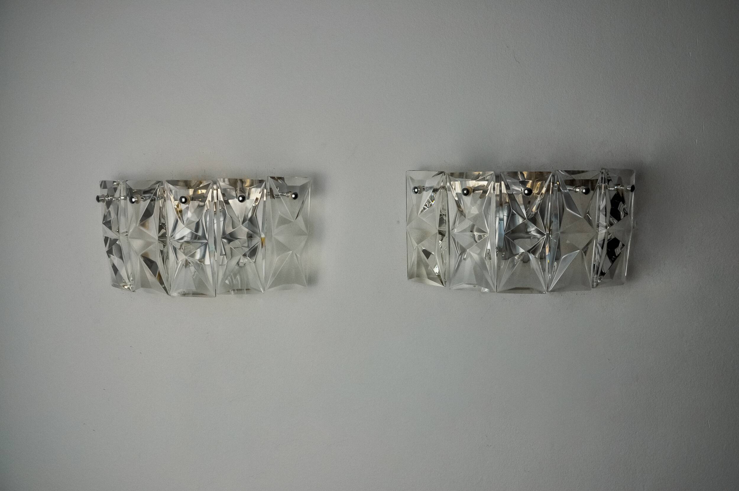 Pair of Kinkeldey sconces, cut crystals, Germany, 1970